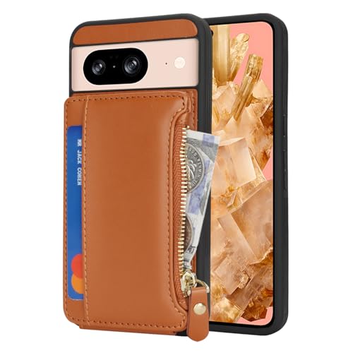 Image of Cavor for Google Pixel 8 Case Wallet with Card Holder, Brown