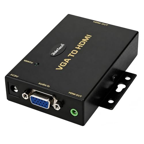 JideTech VGA to HDMI Converter with Audio, 1080P Full HD Adapter with 3.5mm Audio Jack, Plug & Play VGA to HDMI Converter for PC, Laptop, Desktop, Monitor, Projector, TV