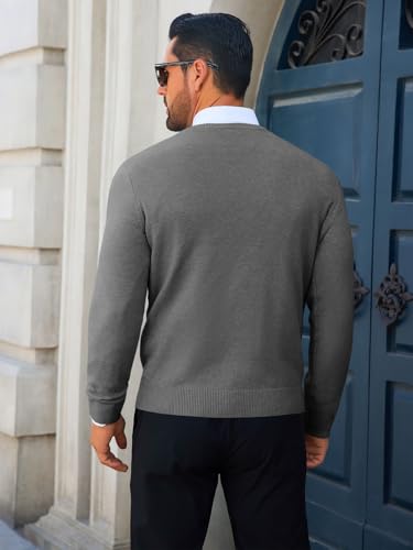 Image of Runcati Mens Crewneck Sweaters Casual Knit Lightweight Dress Sweater Long Sleeve Slim Fit Fall Winter Pullover