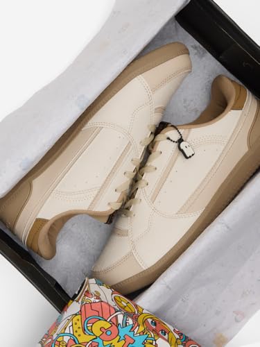 Image of The Souled Store Kanso: Beige Men and Boys Lace Up Low Top Sneakers