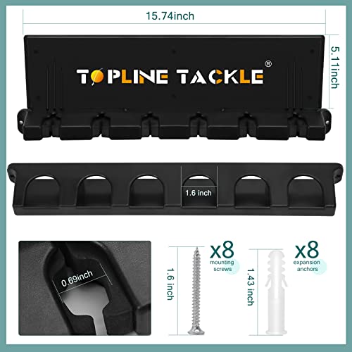 Topline Tackle RODRACK 2 Set Vertical Fishing Rod Holders For Garage, Wall Mounted Fishing Pole Holders, Fishing Rod Rack thumb #3