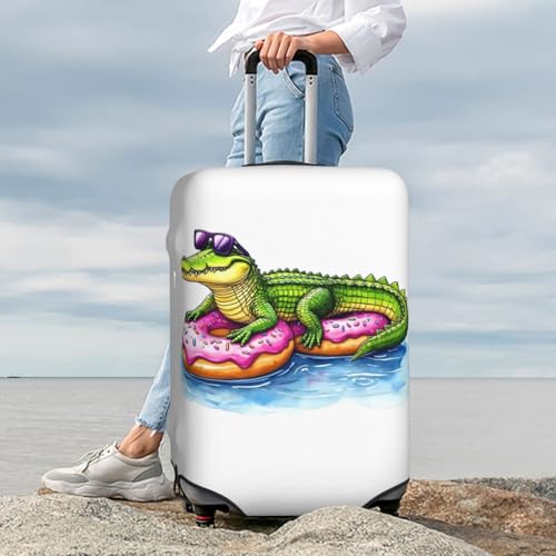 Alligator Donut Pool Float Print Luggage Covers Suitcase Protector Fit 18-32 Inch Luggage-Small2