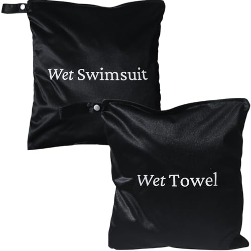2pcs Wet Bags for Swimsuits & Towels - 12.6'x14.6' & 10.6'x7.9' Waterproof, Smell Proof, Machine...