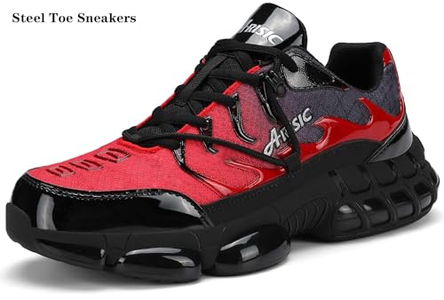 Image of Steel Toe Shoes for Men Women Wide Non Slip Work Shoes Steel Toe Sneakers