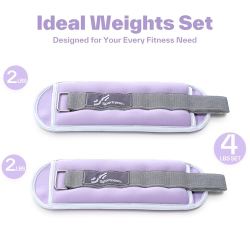 Image of Sportneer Ankle Weights Wrist Weights Pair of 1 /2 /4 /6 /10 LBS for Men Women Kids Strength Training Wrist and Ankle Weights Set with Reflective Strips for Dancing Running Walking Fitness Workout Gym