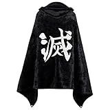 Anime Demon Slayer cosplay wearable hooded Blanket Soft Cozy cosplay Fleece Embroidered Blanket