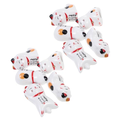 SHINEOFI Lot de 10 Porte-Baguettes en Céramique Motif Chat Support pour Fourchettes et Cuillères Adapté pour Repas et Décoration de Table Cuisine