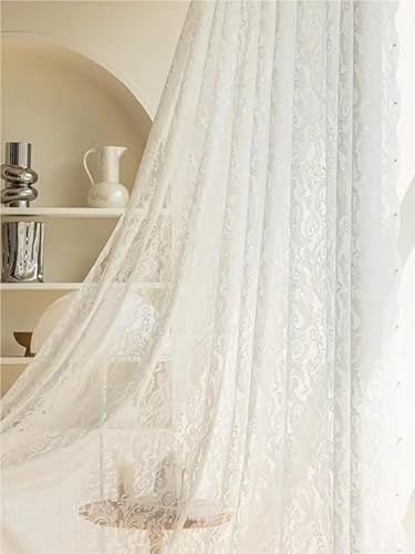 Rideau dentelle blanc 140x260 cm pour salon et chambre rurale - 4