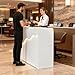 Reception Desk with Counter LED Light, Modern Front Desk with Lockable Drawer, White Retail Checkout Counter for Clothing Store Lobby Beauty Salon (White, 37.8x31.5x15.7in)