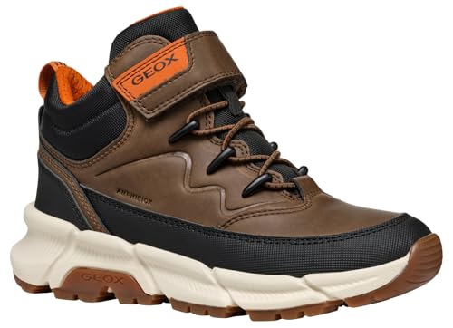 Geox J FLEXYPER Plus Boy Ankle Boot, Brown Cotto/Black, 28 EU