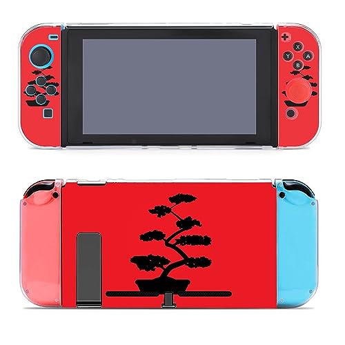 Bonsai Tree Japanese Rising Sun Printed Protective Case Cover Compatible with Switch Game Console Controller with Holder Stand