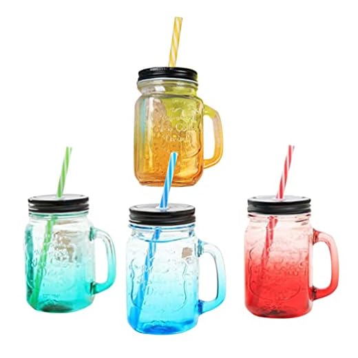 SOLUSTRE 4 st Mason Jar bägare smoothie mugg mason drick glas med lock och sugrör klart dricka glas flaska dekorativa tumbler koppar