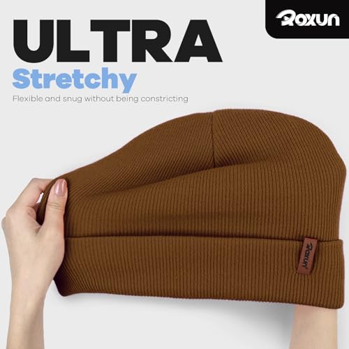 Image of ROXUN Beanie for Men /Women Winter Hat Soft Warm Unisex Skull Stocking Cap | cuffed beanie,stretch-knit fit ,suits daily wear,hiking, skiing cycling