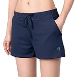 icyzone Damen Sport Shorts Kurze Hose Yoga Fitness Gym Shorts Einfarbig Laufshorts (M, Navy blau)