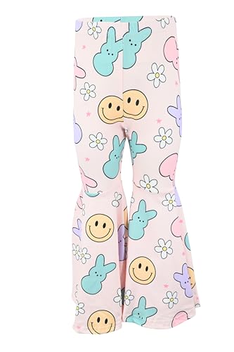 Image of Unique Baby 2 Piece Girls Bell Bottom Leggings Outfit with Short Sleeved Shirt Kid and Toddler Clothes Set