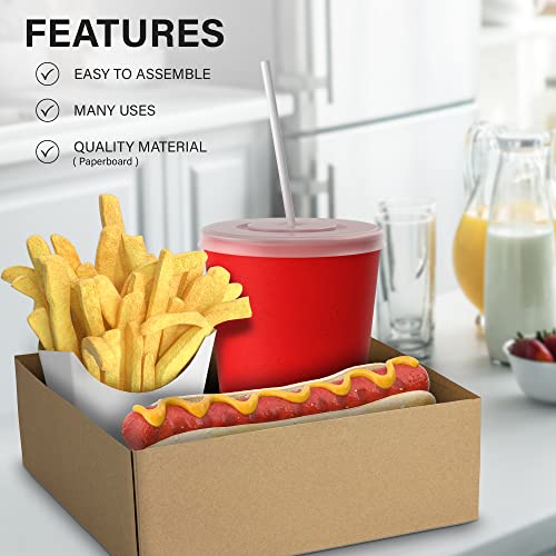 Mt Products Movie Night Supplies Food Tray - 10.5" X 10.5" X 3.69" Kraft Paperboard Movie Night Snack Holder - Auto Pop-Up Stadium Tray For Theaters (Pack Of 20) - Made In The Usa #TOP4