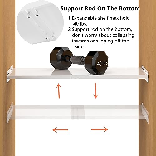 Slideep Adjustable Closet Shelf With Seamless Sticker, Metal Expandable Wardrobe Shelves Organizer For School Locker thumb #3