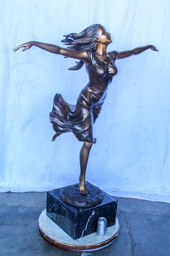 Estatua de niña corriendo de bronce tamaño real miniatura 3