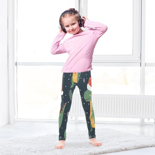 Bolaz Toddler Girls Leggings Printed Yoga Pants Leggings Dinosaur Wearing Christmas Hat for Kids4