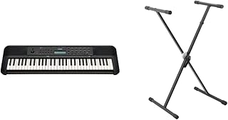 Yamaha PSR-E273 Portable Keyboard & TIGER KYS7-BK Keyboard Stand Single Braced X-Frame Keyboard Stand for Keyboards, Synthesisers and Digital Pianos Black
