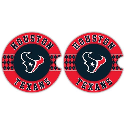 Fan Creations Houston Texans Set of 2 Car Coasters Removable Absorbent Ceramic Stone Coasters - Ideal Gift for Everyday and Die Hard Football Fans - Show Your NFL Team Spirit