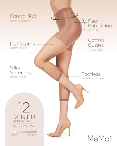 MeMoi Capri Sheer Tights, Comfortable Control Top Footless Tights, Capris for Women - Sizes S-XL3