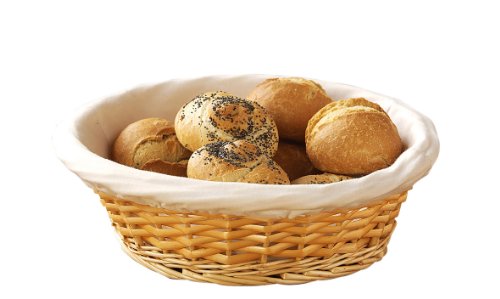 Premier Housewares Corbeille à pain ronde en osier naturel avec doublure tissu crème