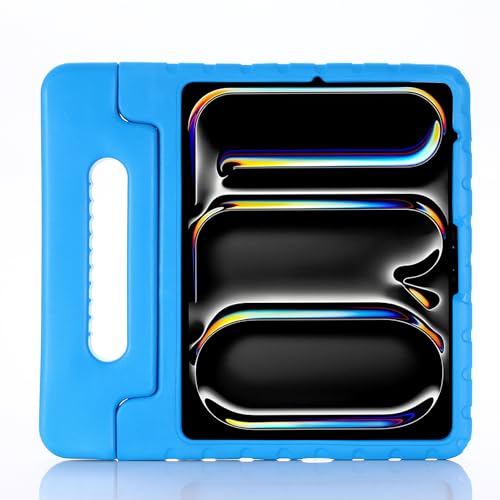 Étui iPad Air 13 M3 2025 en EVA bleu avec poignée support antichoc pour enfant