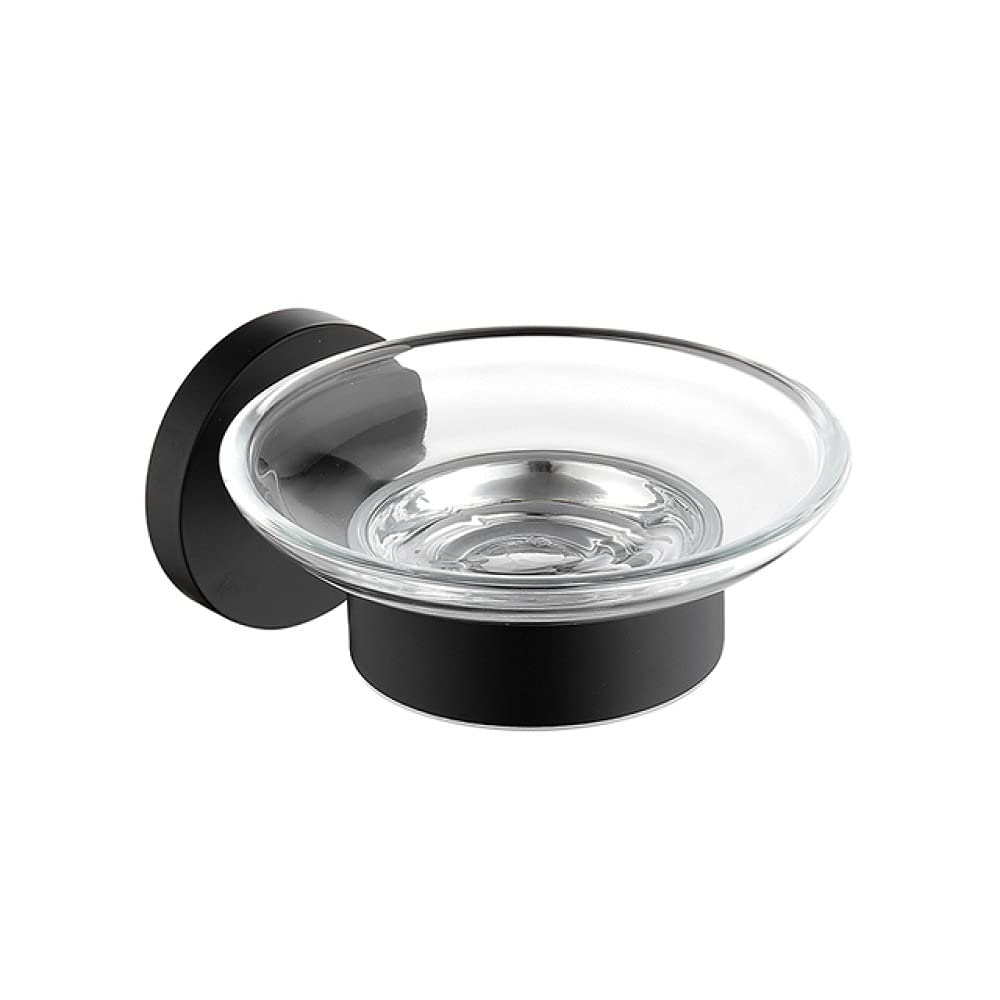 VVW&LIU Accesorios de baño Negro Mate Doble Barra de Toalla Individual Perchero Soporte de Papel de Seda montado en la Pared Jabonera Decoración de la casa, jabonera