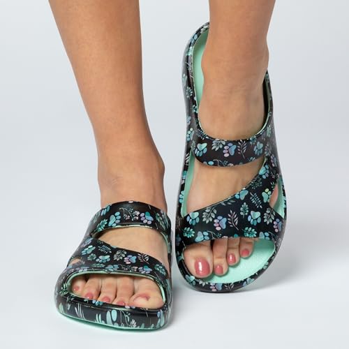 Image of GreaterGood Positively Inspired Womens Slide Sandals Lightweight Cushioned Slip On Comfortable Shower Shoes Quick Dry Durable, Beach, Pool, Travel, Walking Casual Slides Footwear