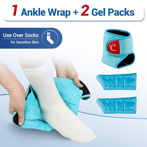 Image of Comfytemp Ankle Ice Pack Wrap Brace for Swelling, Foot Pain Relief, 2 Gel Packs for Injuries Reusable, Hot Cold Compress Therapy for Plantar Fasciitis Relief, Heel Spur, Achilles Tendonitis, Swelling
