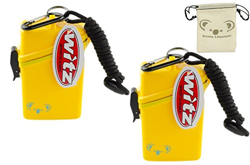 Koala Lifestyle Witz Keep It Safe Waterproof Floating Sports Case | Watertight Money ID Card Badge Holder Dry Box | Large Outdoor Container with Lanyard & Carabiner | 2pk Bundle + Pouch, Yellow