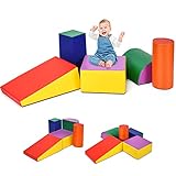 RELAX4LIFE 5 tlg. Softbausteine, Riesenbausteine für Kinderzimmer & Kindergarten, Bausteinset Schaumstoff, wasserdichte Schaumstoffbausteine zum Klettern, weiche Spielbausteine für Kinder Baby, farbig