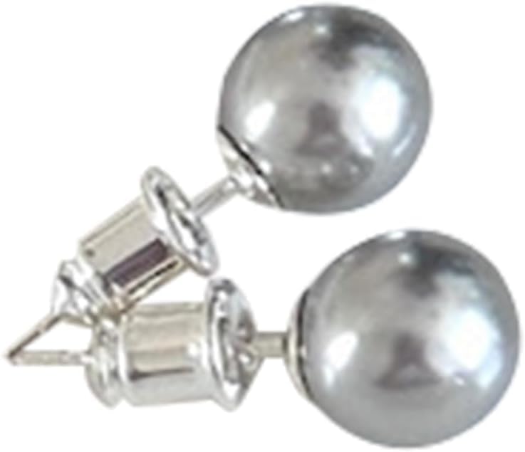 Boucles d'oreilles à tige en perles noires de Tahiti pour femme - Boucles d'oreilles à tige en argent avec perle ronde noire de Tahiti, 12mm, Agate
