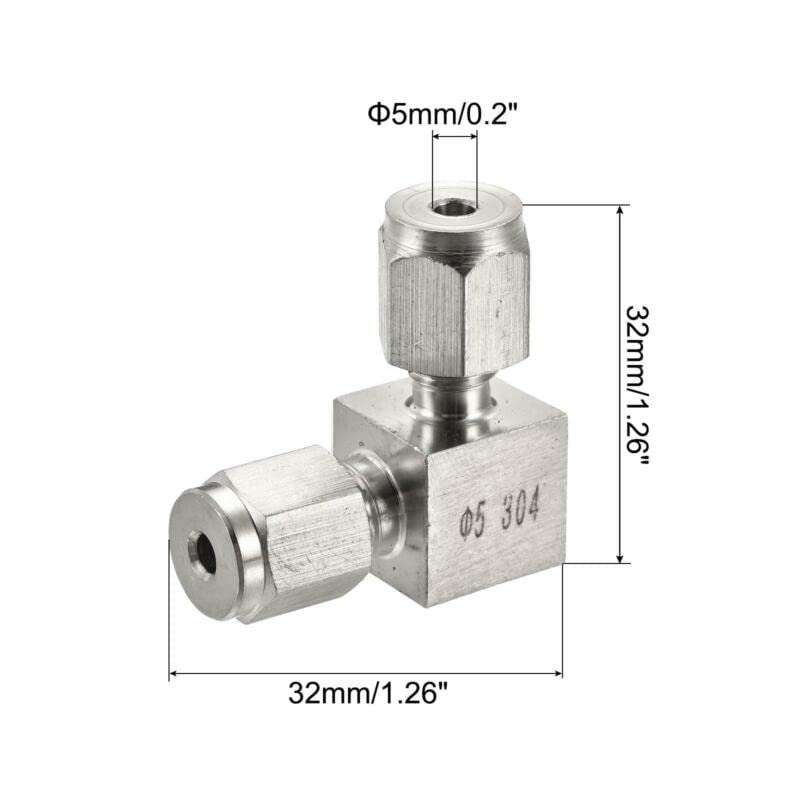 Tool parts Compression Tube Fitting 5mm To 5mm OD Tube for Union Elbow 90 Degree Connector