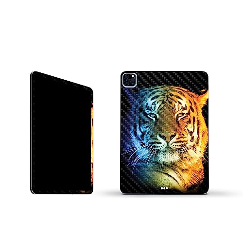 Image of MightySkins Carbon Fiber Skin Compatible with Apple iPad Pro 11 inch M2 4th Gen (2022) Full Wrap Kit - Tri-Color Tiger | Protective, Durable Textured Carbon Fiber Finish | Easy to Apply | Made in The USA