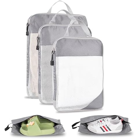 5 Set Packing Cubes for Suitcases, Compressible Travel Packing Organizers Clothes Storage Travel Essentials for Women, Men Cover