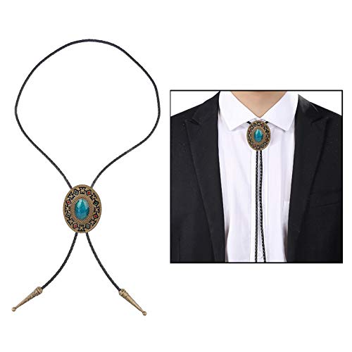 kowaku Turquesa Couro Bolo Tie Charm Liga Ocidental Cowboy Rodeo Pingente Gravata