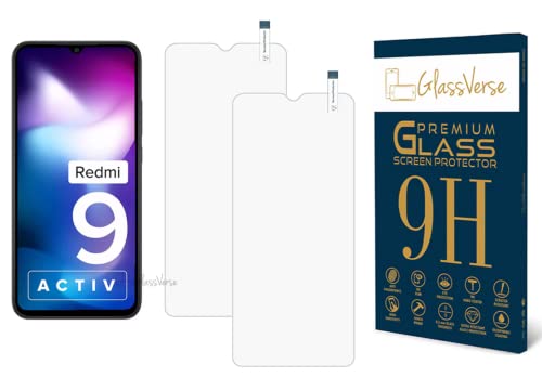 Image of GlassVerse PureView Tempered Glass for Redmi 9 Active | Crystal Clear, 9H Hardness Screen Protector, Edge to Edge, Case Friendly, Hassle-less Installation Kit Included. (Pack of 2)