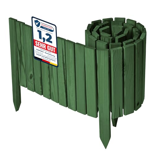 Garronda Rollborder Recinzione in legno flessibile 200 x 30 cm bordatura giardino bordura per aiuola staccionata in legno cordolo Decorazione da frutteti Palizzata GD-0149 Verde Scuro