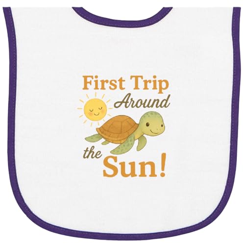 inktastic First Trip Around the Sun Turtle Baby Baby Terry Cloth Bib