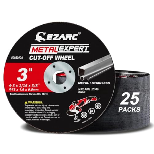 Image of EZARC Cut Off Wheels 25 Pack, 3 inch x 1 /16 inch x 3 /8 inch Cutting Wheel, Metal & Stainless Steel Cutting Disc for Die Grinder