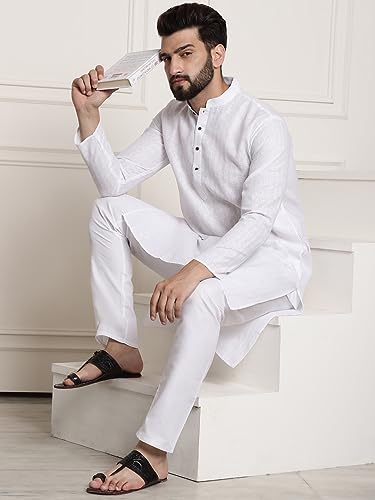 Image of SOJANYA (Since 1958 Men's Cotton Blend Checked Kurta and Churidar Pyjama Set