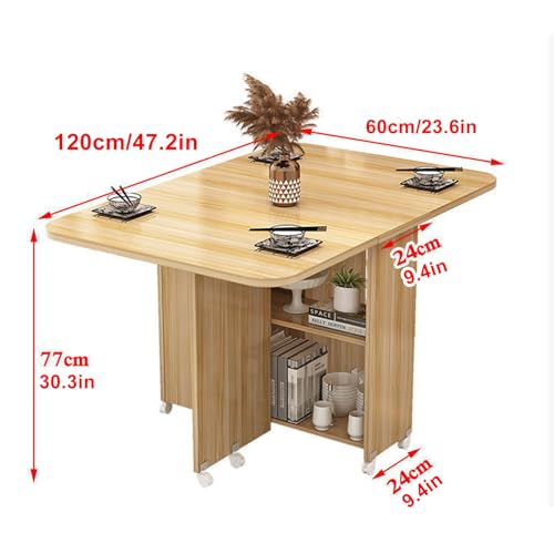 Table de cuisine extensible peu encombrante avec roulettes et rangement central - 3