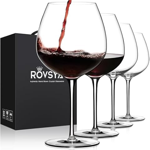 OJA Red Wine Glasses Set of 4, Large Hand Blown Crystal Burgundy Glasses-Ultra-thin, Light for Wine Tasting, 23.5OZ, Perfect Gifts, Valentine's Day, Anniversary, Birthday Cover