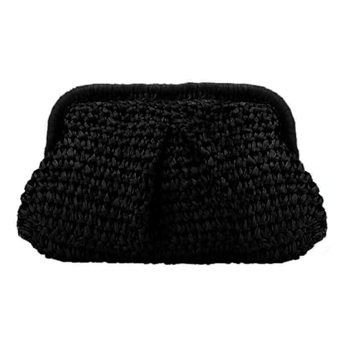 Straw Clutch Purse for Women Cloud Dumpling Pouch Beach Crossbody Shoulder Bag Summer Beach Clutch Woven Handbag