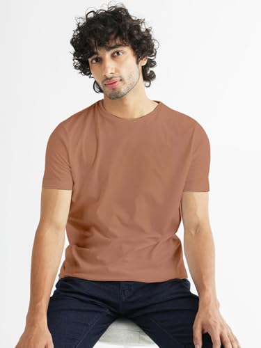 Image of Veirdo Regular Fit Half Sleeves Round Neck Solid Pure Cotton T-Shirt for Men (Available in White, Black, Swan White, Mustard, Maroon, Green, Lilac, Navy, Red Color)