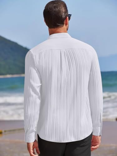 Image of Leriya Fashion Shirt for Man New |Textured Shirts for Men | Long Sleeve Button Down Shirt |Beach Holiday Trendy Evening & Vacation Outfit