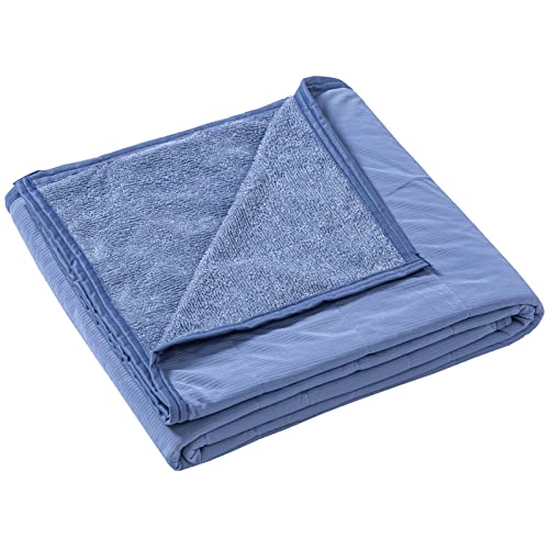 Colorsroom タオルケット 夏用 シングル ひんやり 次世代冷感素材「アイス＋」 Q-max0.46 リバーシブル 軽量 吸水速乾 抗菌・防臭・防ダニ クール 冷たい たおるけっと ひざ掛け 肌掛け クールケット オールシーズン 140×190cm ネイビー