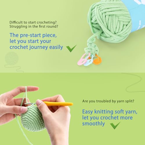 Crochet Kit for Beginners: 4 PCS Sushi Crochet Kits, Learn to Crocheting, Starter Knitting Kit for Adult Kids with Step-by-Step Video Tutorials and Yarns, Hook, Accessories(30%+ Yarn)